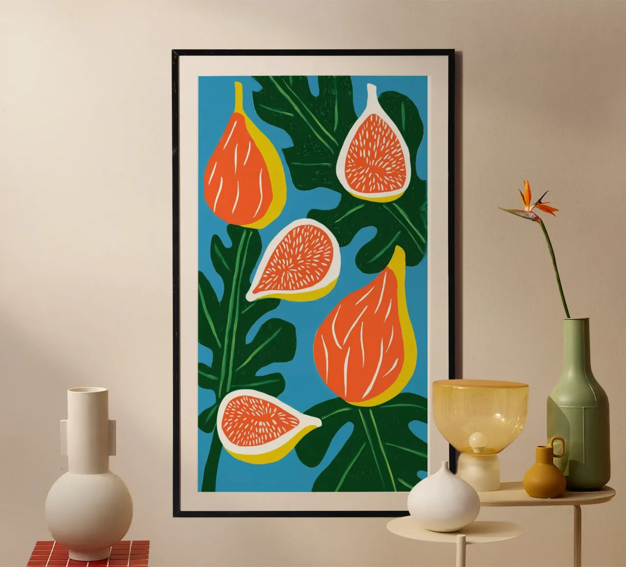 Fichi maturi decorativi in formato verticale per la cucina poster con telaio in alluminio da Autofocus