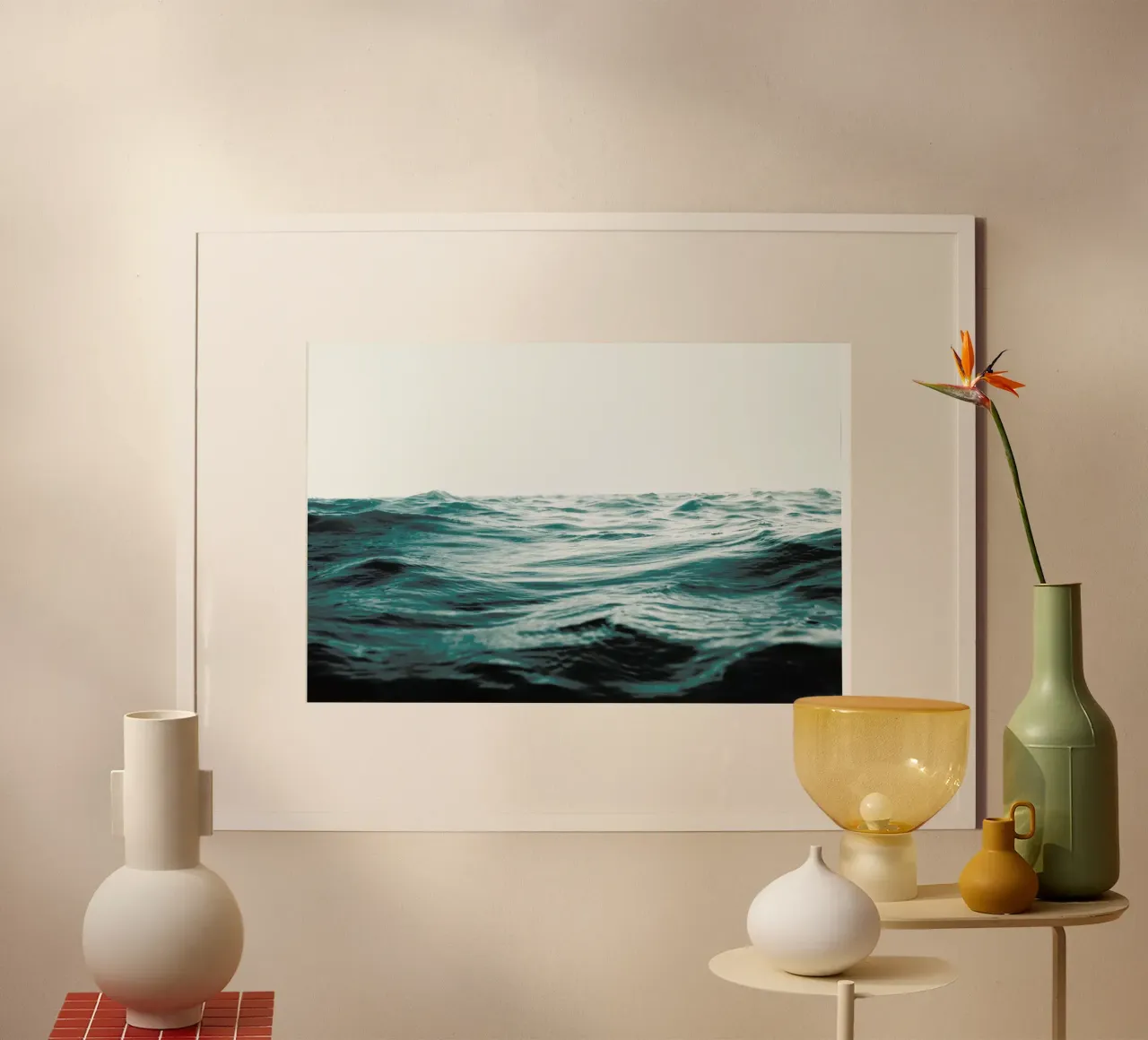 Blue Ocean Waves poster con telaio in legno da Victoria Frost