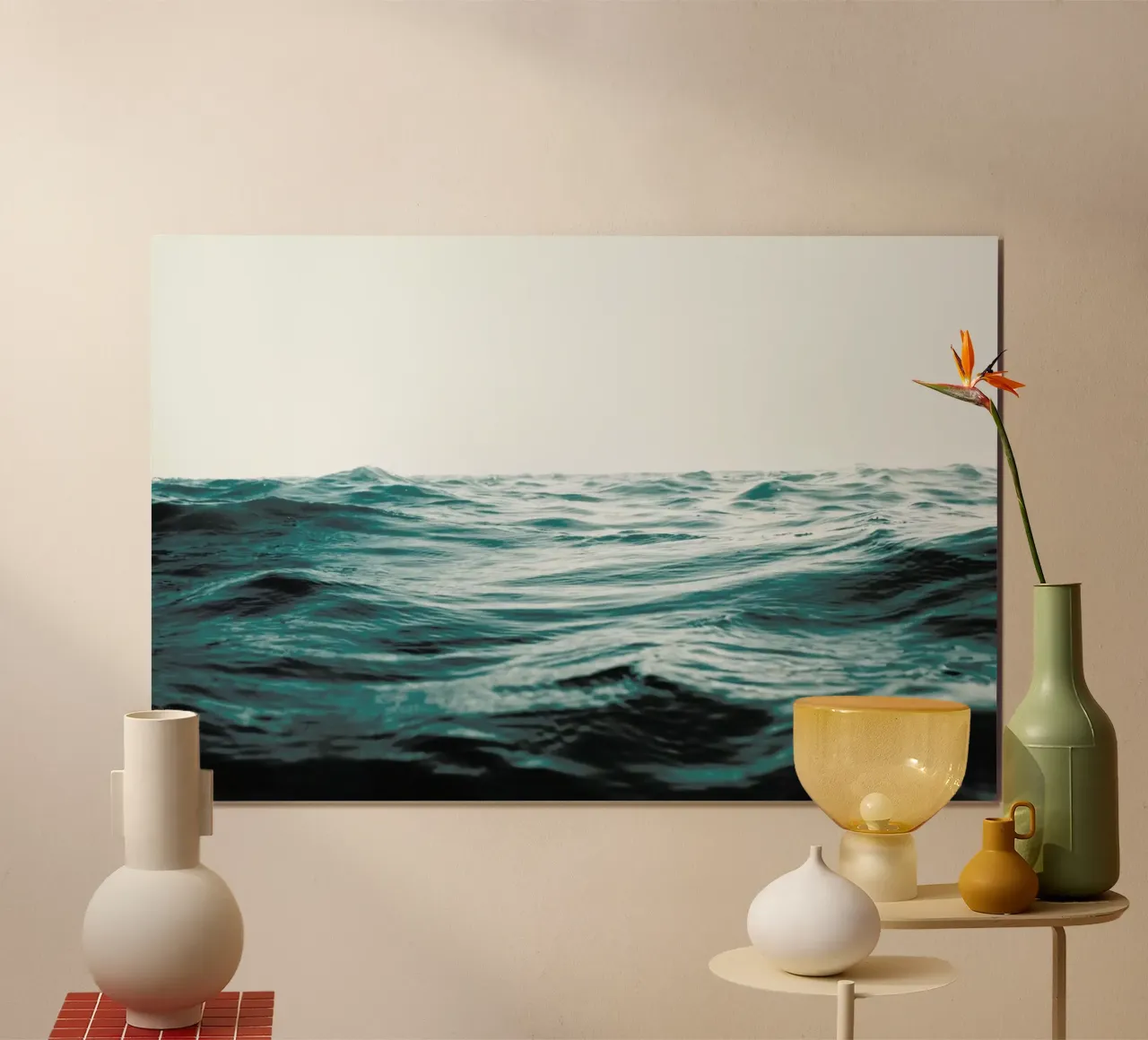 Blue Ocean Waves poster con telaio in legno da Victoria Frost