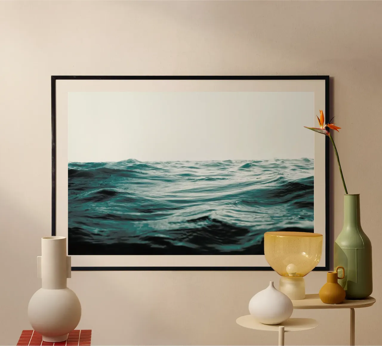 Blue Ocean Waves poster con telaio in legno da Victoria Frost