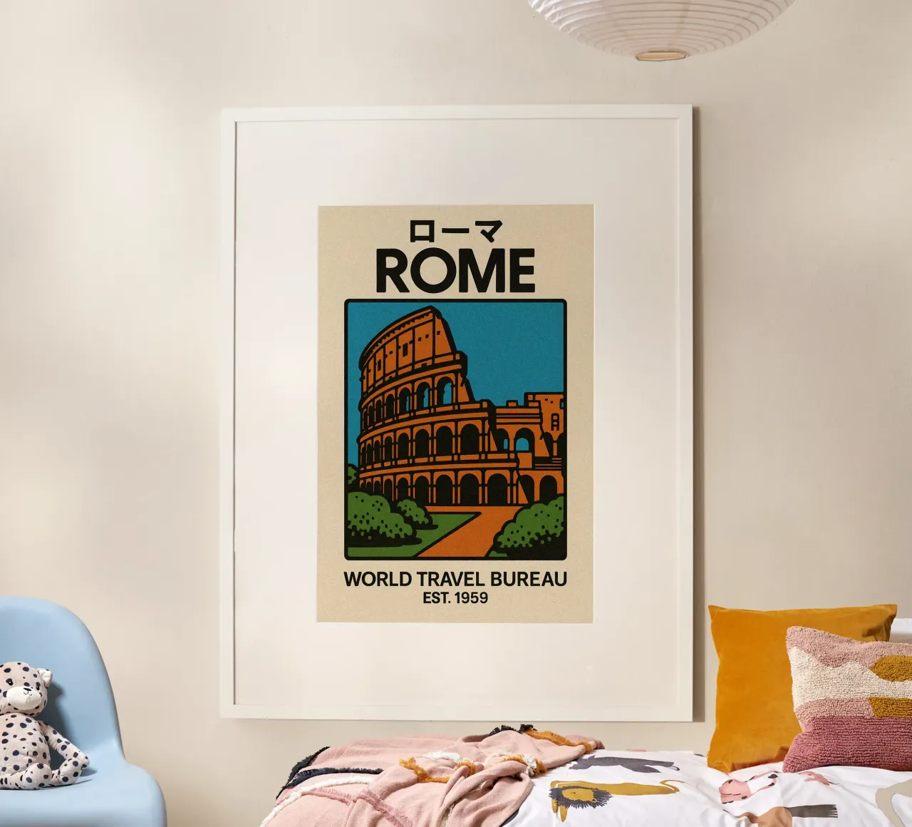 World Icons – Retro Travel Series - Italian Icon poster con telaio in legno da Studio Mooodz