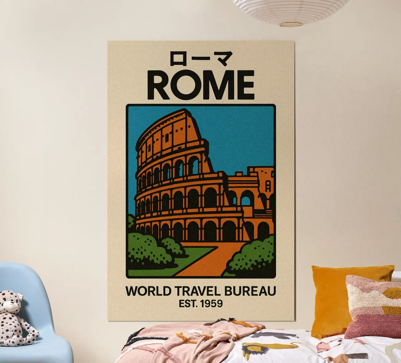 World Icons – Retro Travel Series - Italian Icon poster con telaio in legno da Studio Mooodz