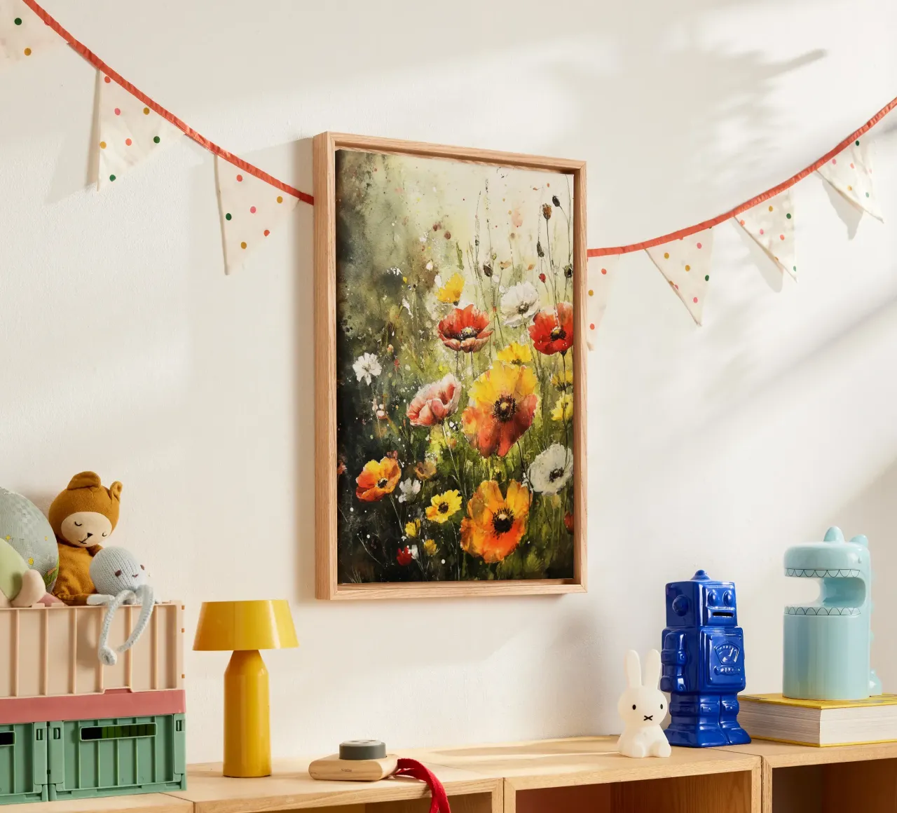Meadow with poppies canvas with Floater frame by Justyna Jaszke JBJart