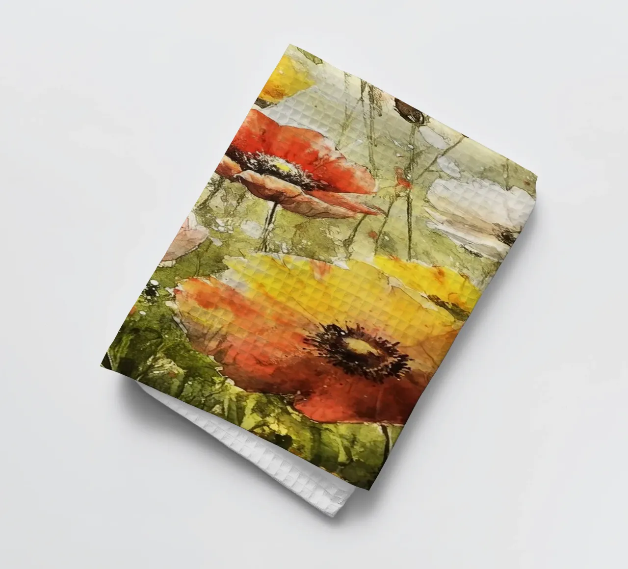 Meadow with poppies tea towel by Justyna Jaszke JBJart