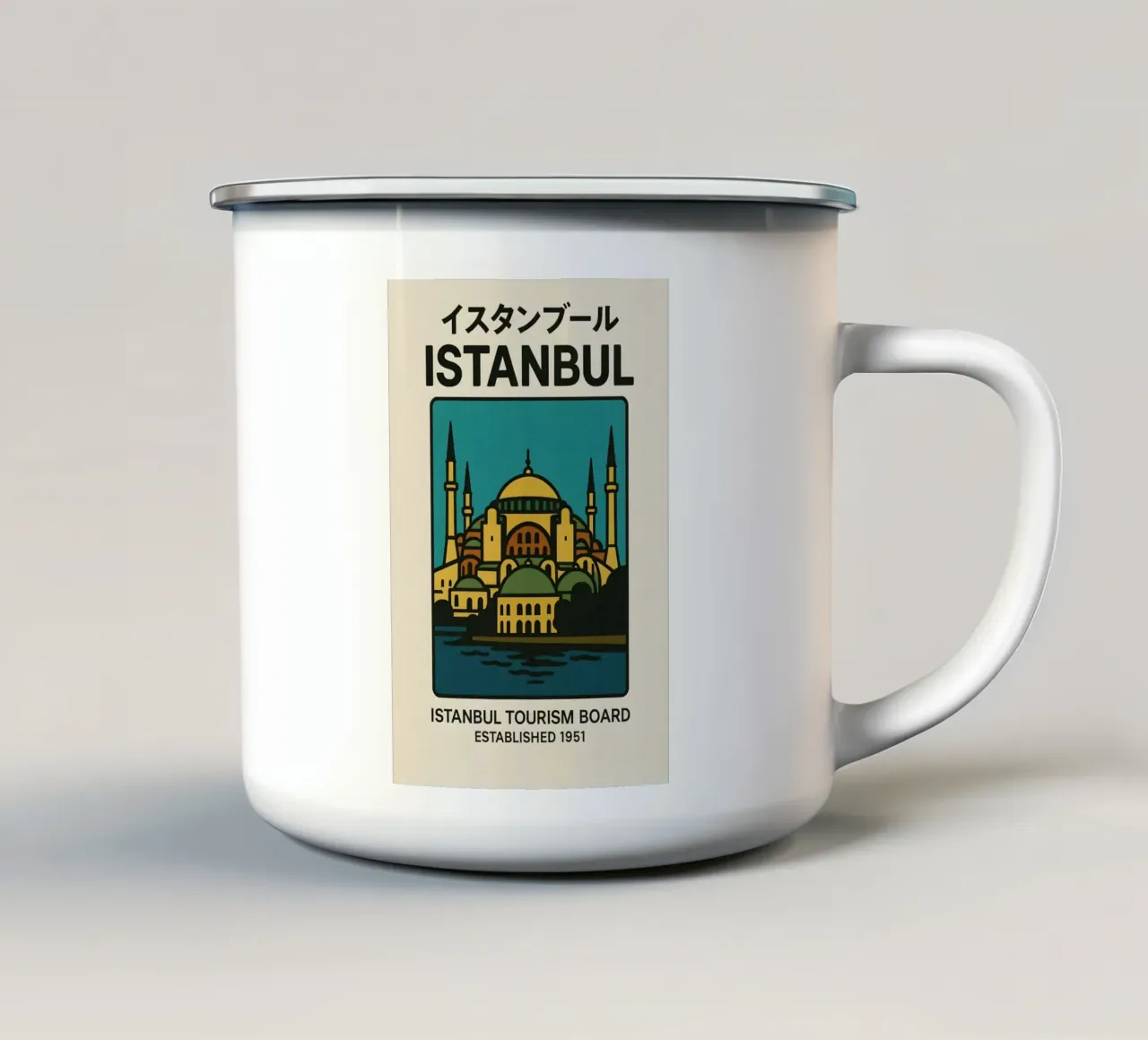 World Icons – Retro Travel Series - Istanbul View tazza in smalto da Studio Mooodz