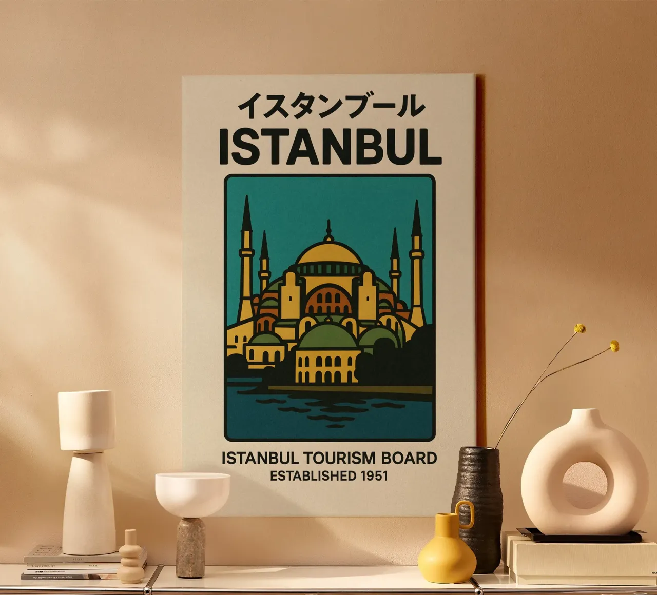 World Icons – Retro Travel Series - Istanbul View tela con Cornice a cassetta da Studio Mooodz