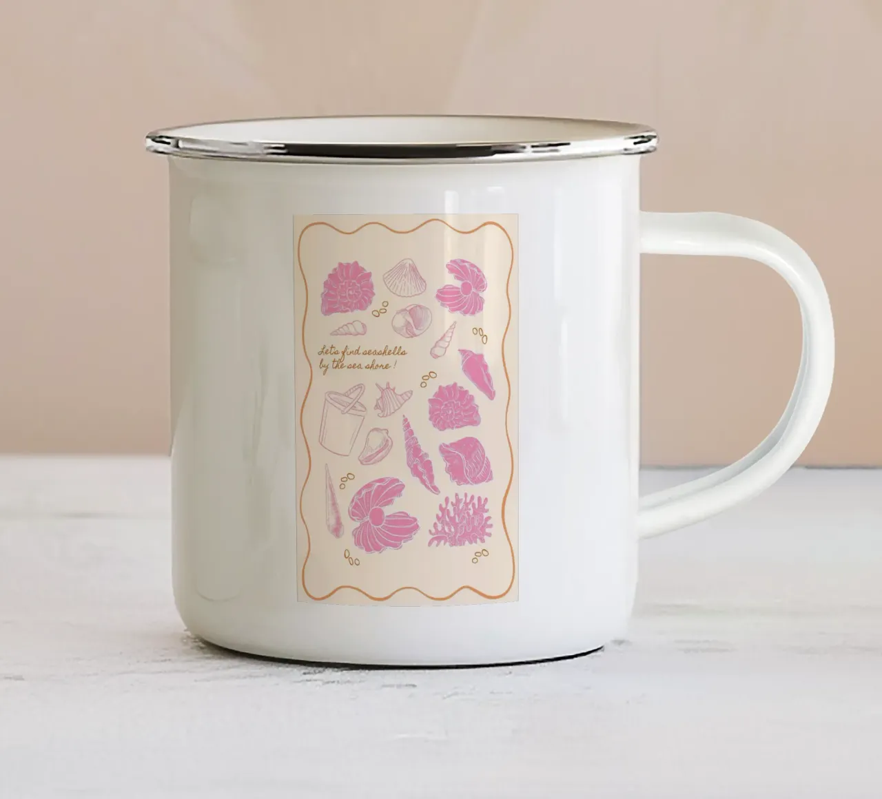 La Dolce Vita Sea Shells, Italy Print enamel mug by DolceVita