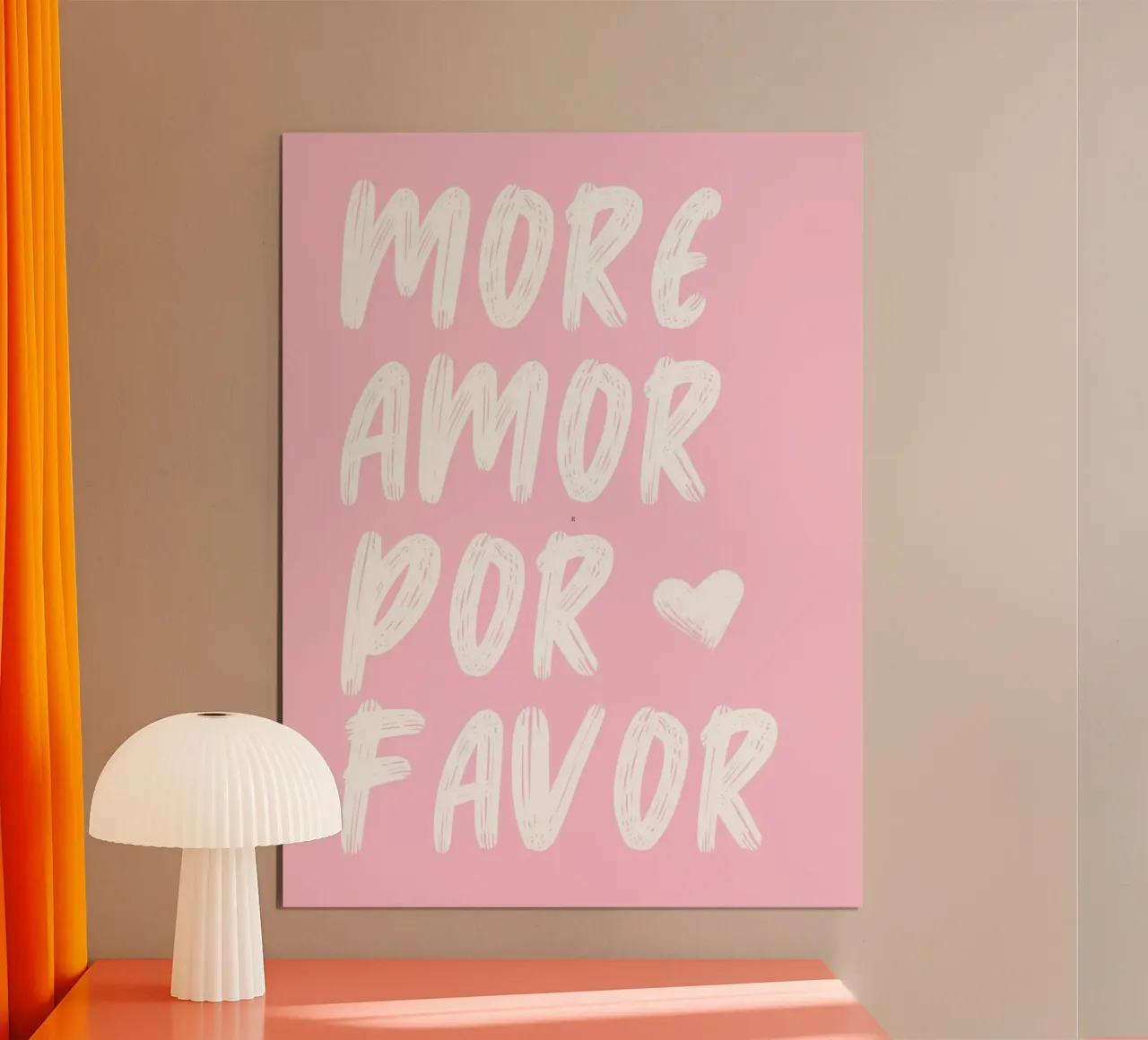 Più amore per favore poster con telaio in alluminio da DolceVita