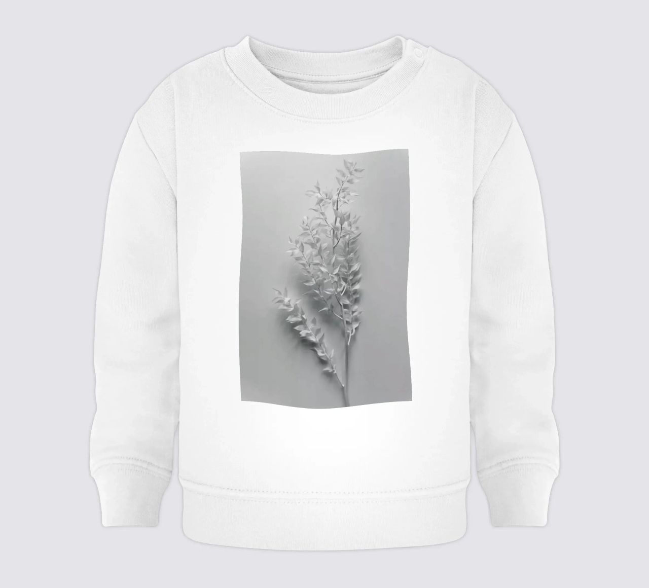 Minimal White Branch felpa neonato da Studio Nahili