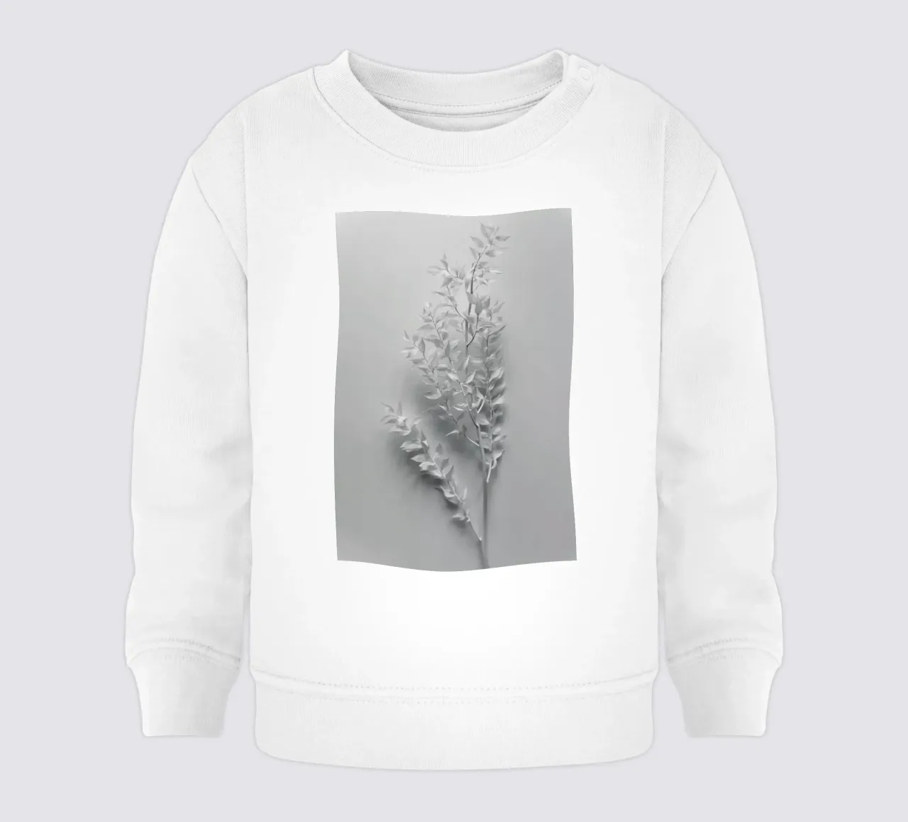 Minimal White Branch baby sweatshirt by Studio Nahili