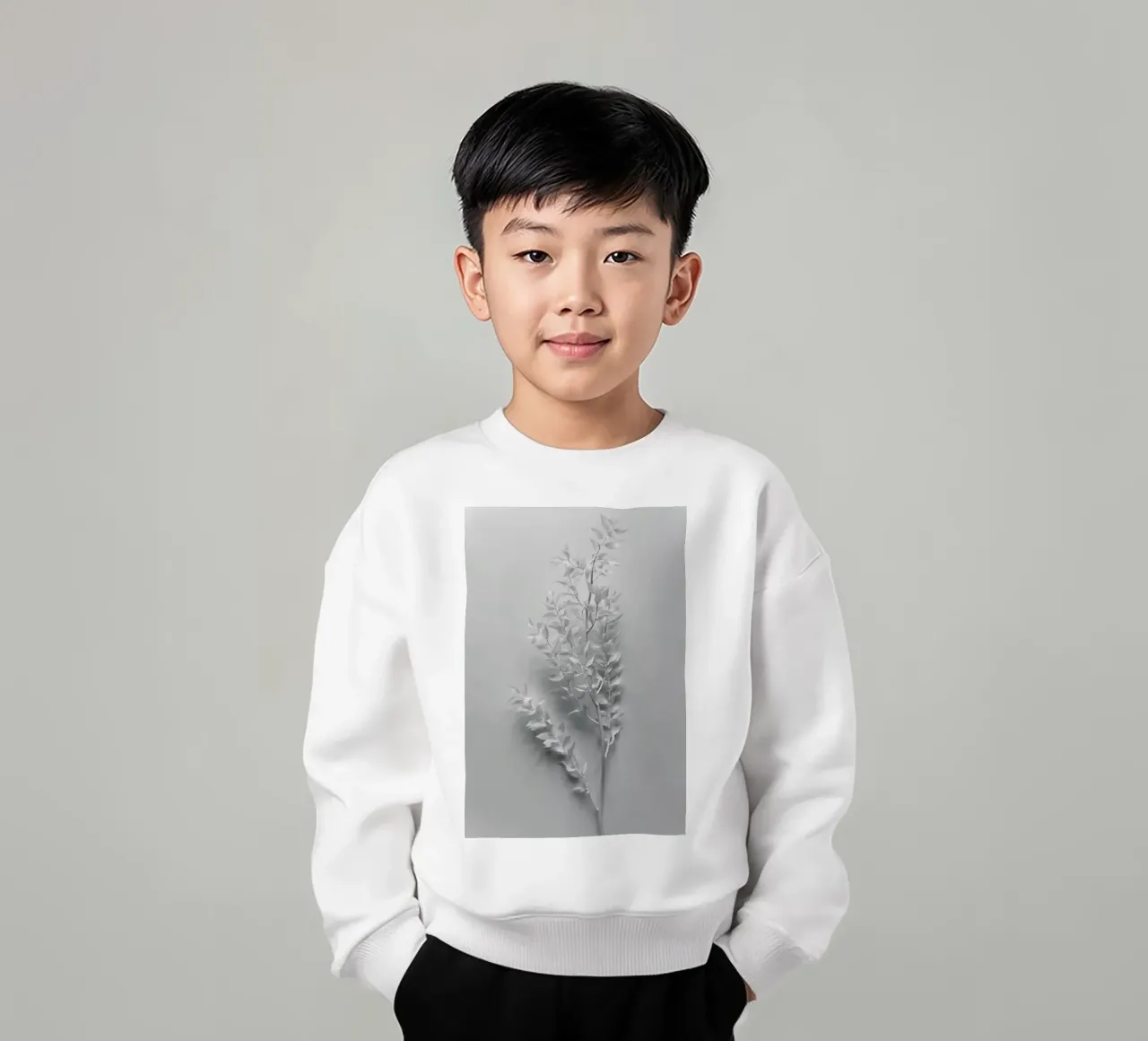 Minimal White Branch felpa bambino da Studio Nahili
