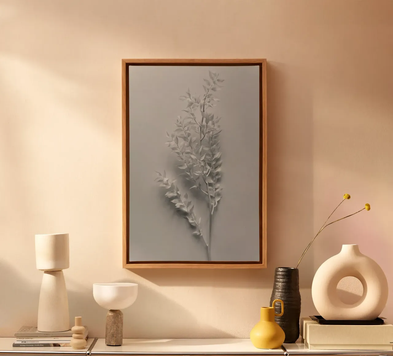 Minimal White Branch tela con Cornice a cassetta da Studio Nahili
