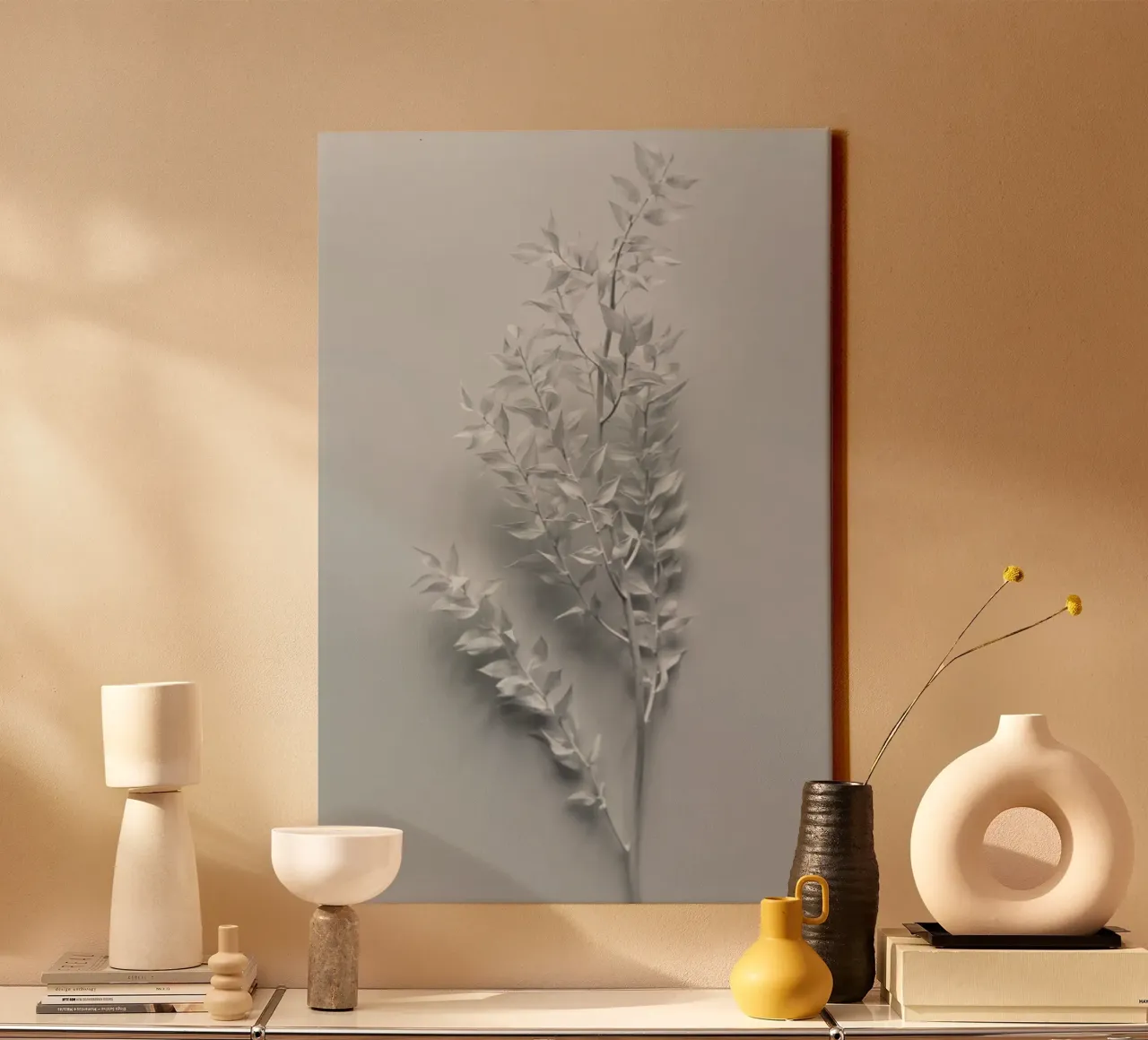 Minimal White Branch tela con Cornice a cassetta da Studio Nahili