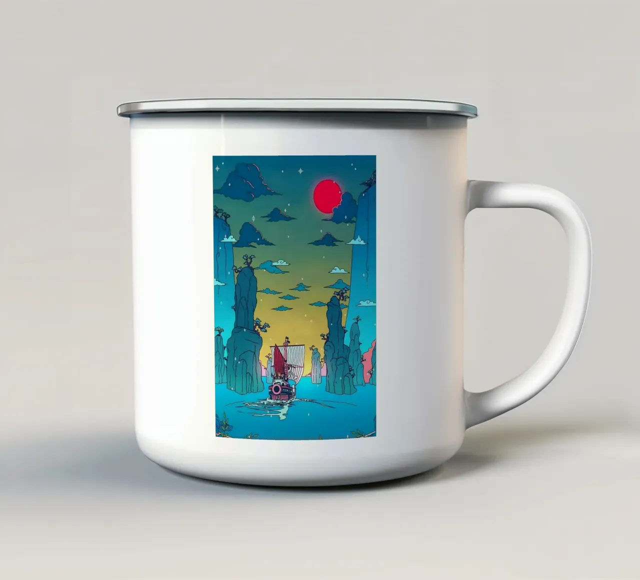Il sole va tazza in smalto da Waylons Studio
