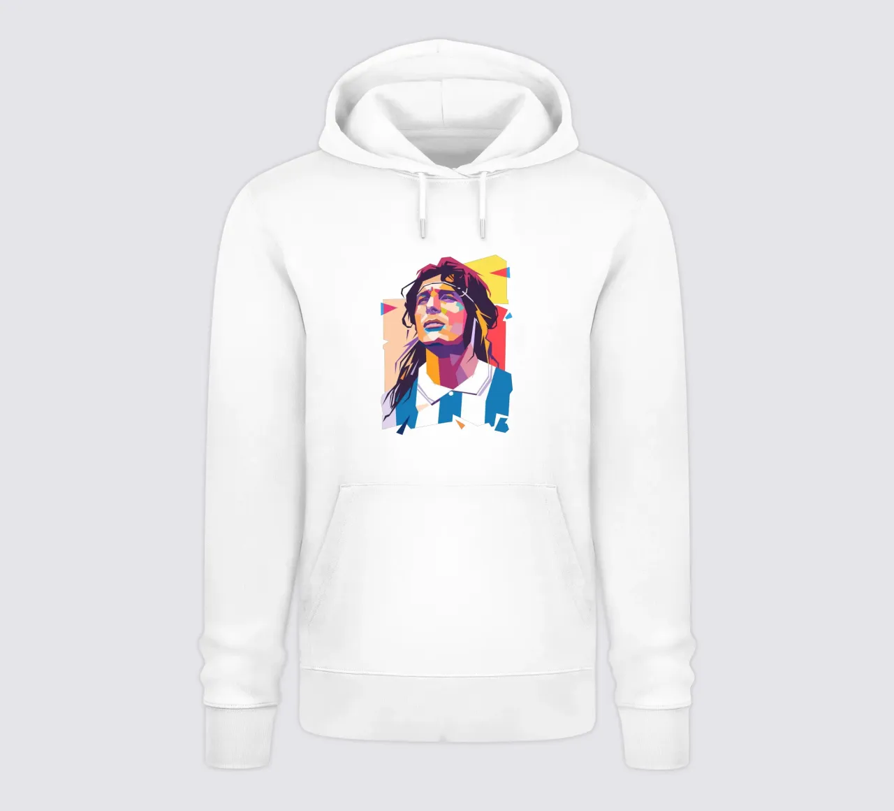 Ritratto pop art dell'icona del calcio Claudio Caniggia felpa con cappuccio da Hantamrata