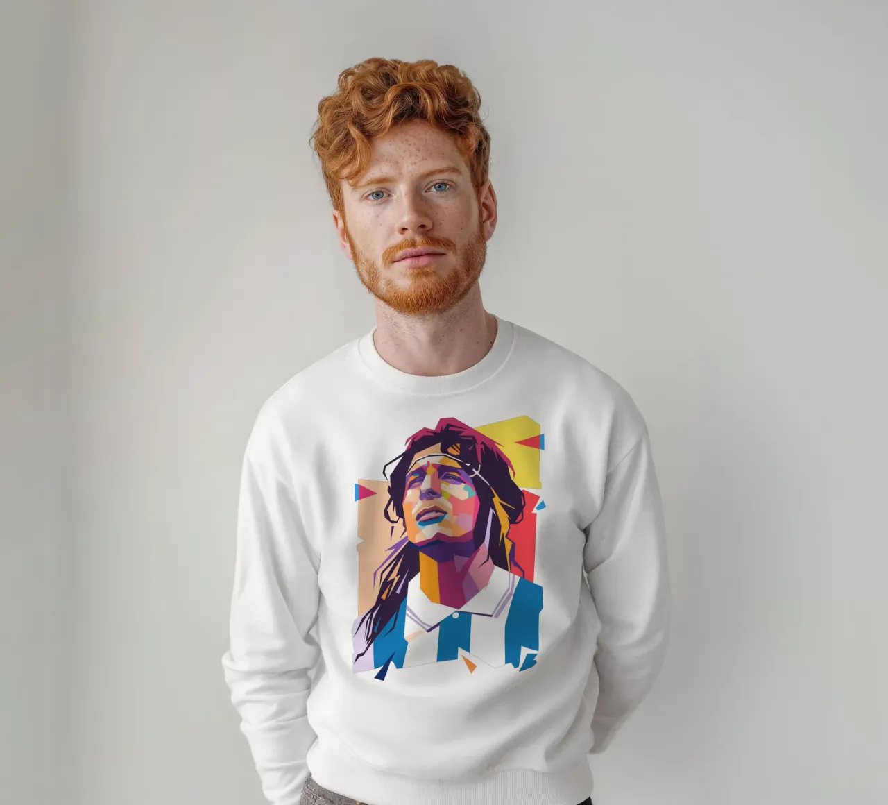 Ritratto pop art dell'icona del calcio Claudio Caniggia felpa da Hantamrata