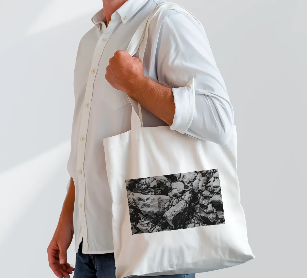 Solid stone structure tote bag by Carinaprint