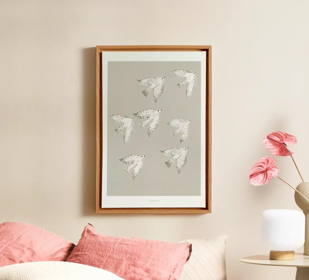 Birds With Dots canvas met Baklijst van typealive