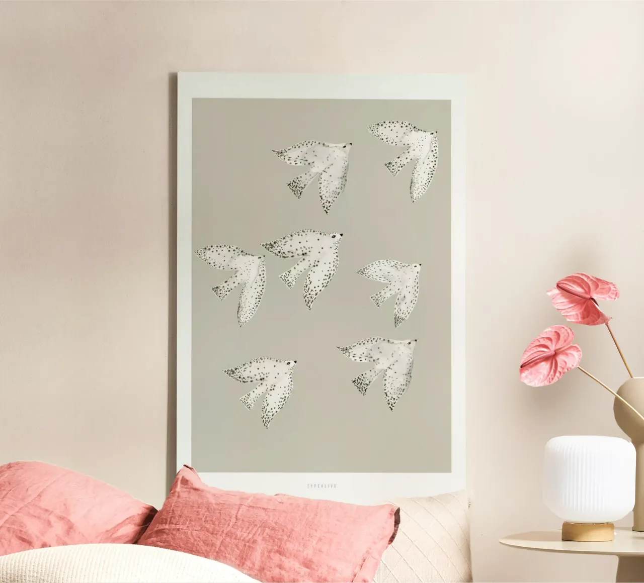 Birds With Dots canvas met Baklijst van typealive