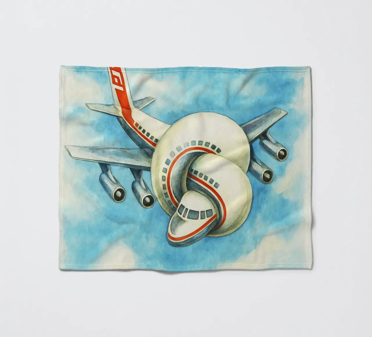 airplane repainting imagination art watercolor design coperta in pile da SIQAYA