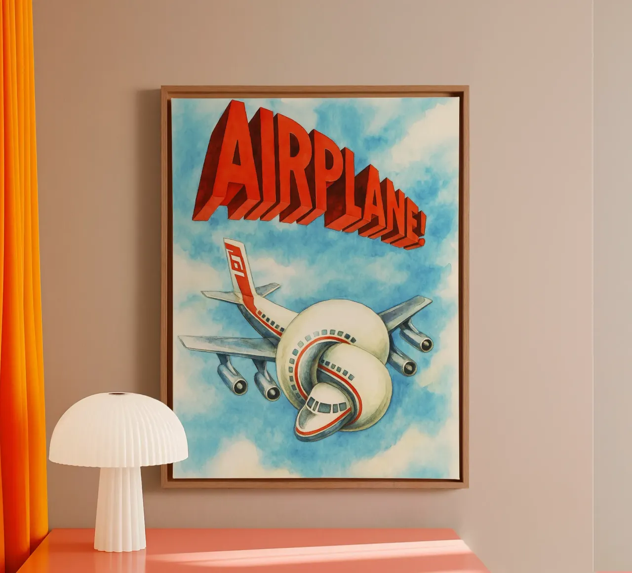 airplane repainting imagination art watercolor design canvas met Baklijst van SIQAYA