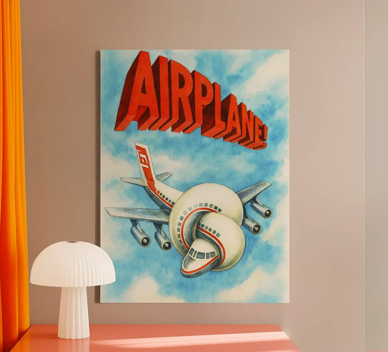 airplane repainting imagination art watercolor design canvas met Baklijst van SIQAYA