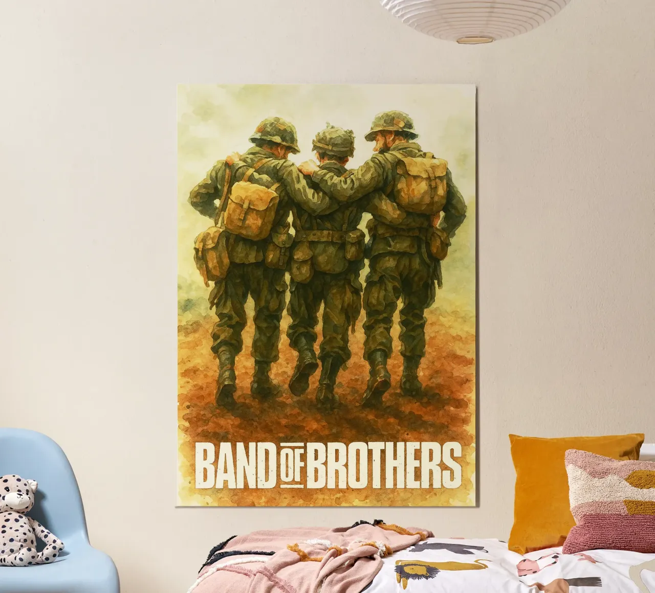 Banda di fratello ridipingere immaginazione arte acquerello design poster con telaio in legno da SIQAYA