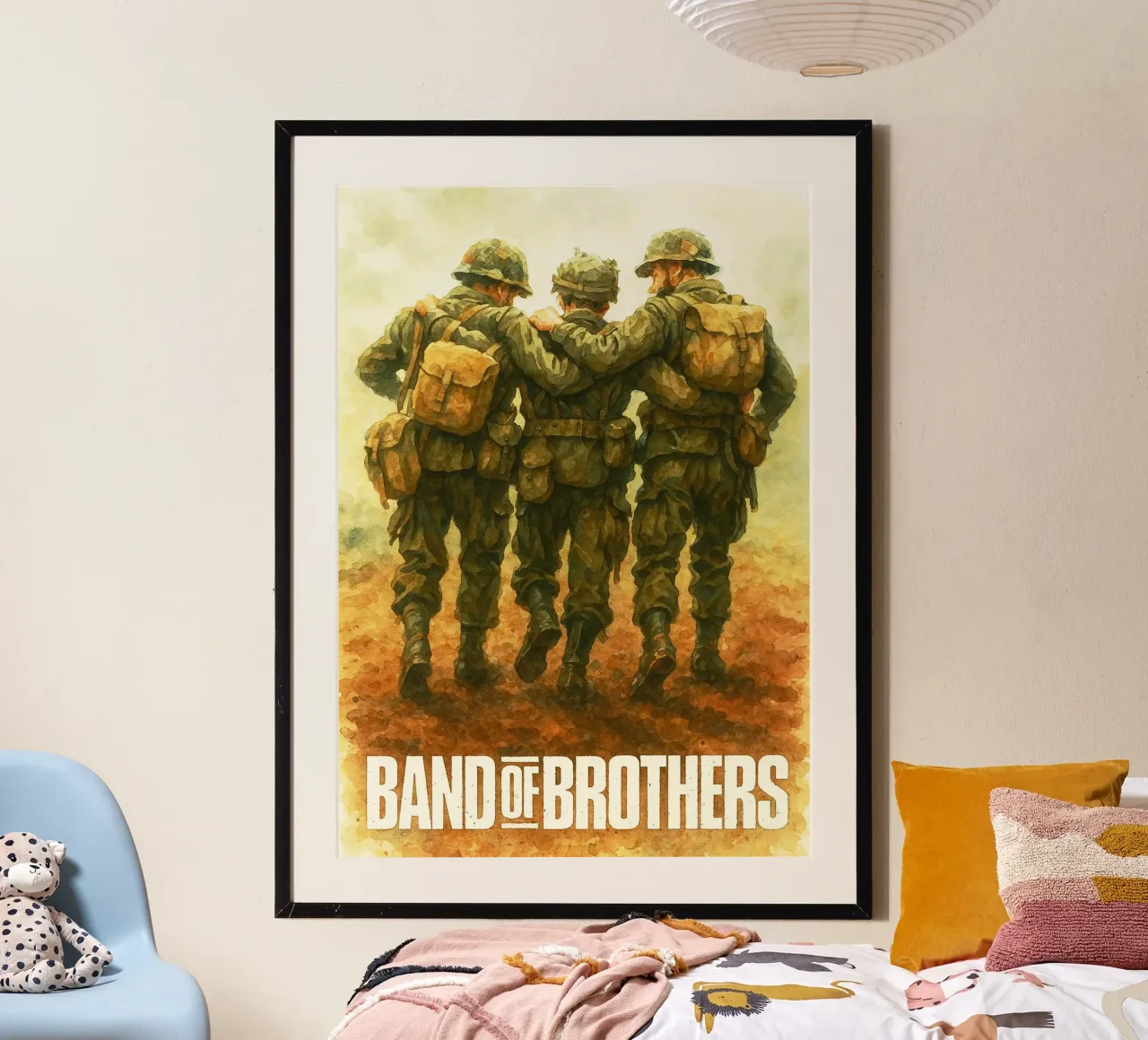 Banda di fratello ridipingere immaginazione arte acquerello design poster con telaio in legno da SIQAYA