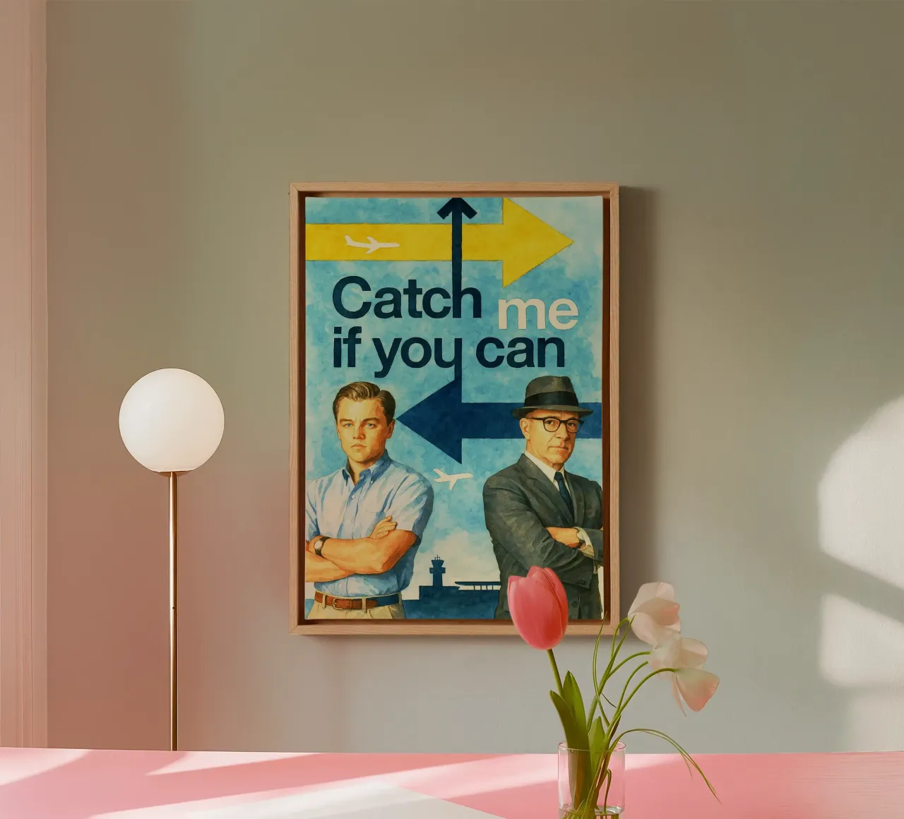 catch me if you can repainting imagination watercolor art canvas with Floater frame by SIQAYA