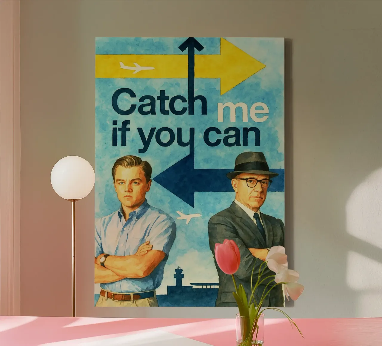 catch me if you can repainting imagination watercolor art canvas with Floater frame by SIQAYA