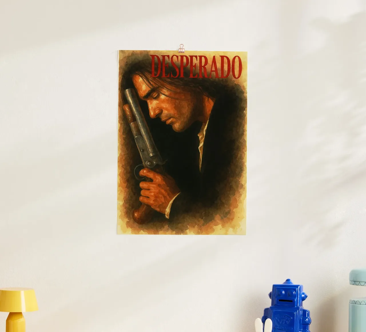 Desperado ridipingere l'immaginazione ad acquerello poster con telaio in legno da SIQAYA