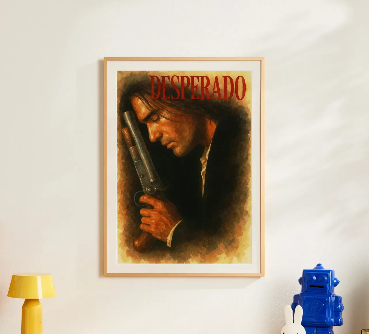 Desperado ridipingere l'immaginazione ad acquerello poster con telaio in legno da SIQAYA