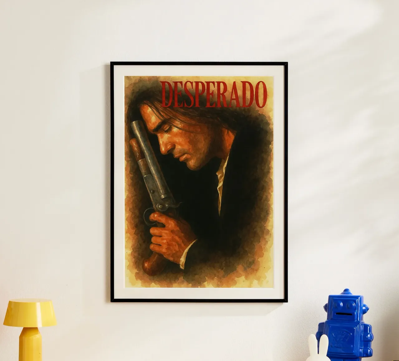 Desperado ridipingere l'immaginazione ad acquerello poster con telaio in legno da SIQAYA