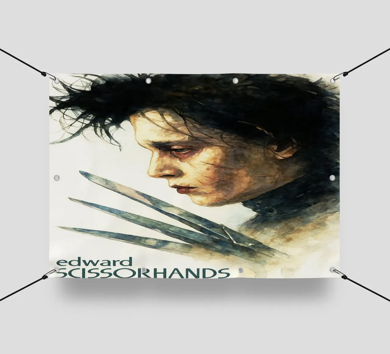 edward scissorhands repeindre imagination aquarelle bâche pvc de SIQAYA