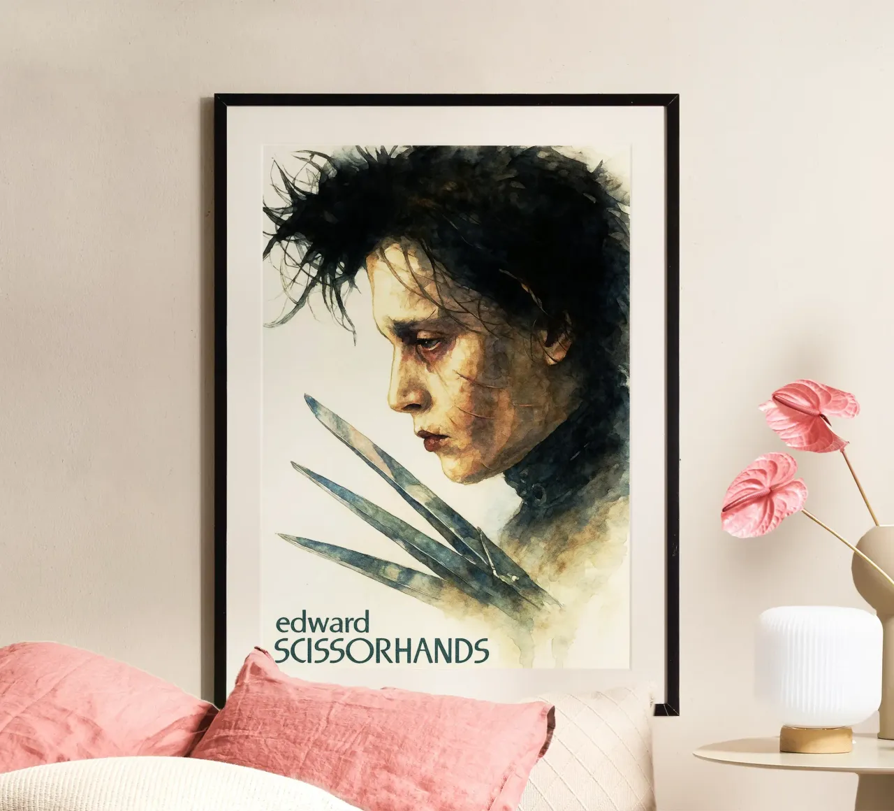 edward scissorhands repeindre imagination aquarelle poster avec cadre en plastique de SIQAYA