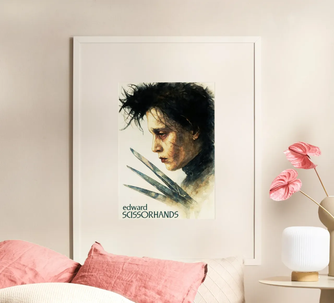 edward scissorhands repeindre imagination aquarelle poster avec cadre en plastique de SIQAYA