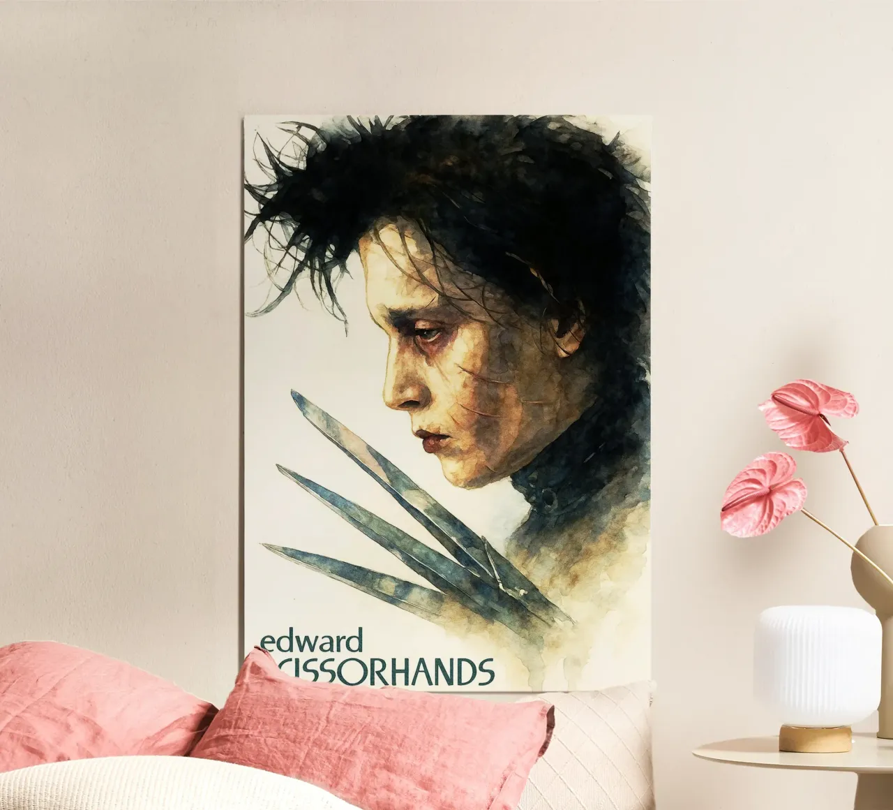 edward scissorhands repeindre imagination aquarelle poster avec cadre en plastique de SIQAYA