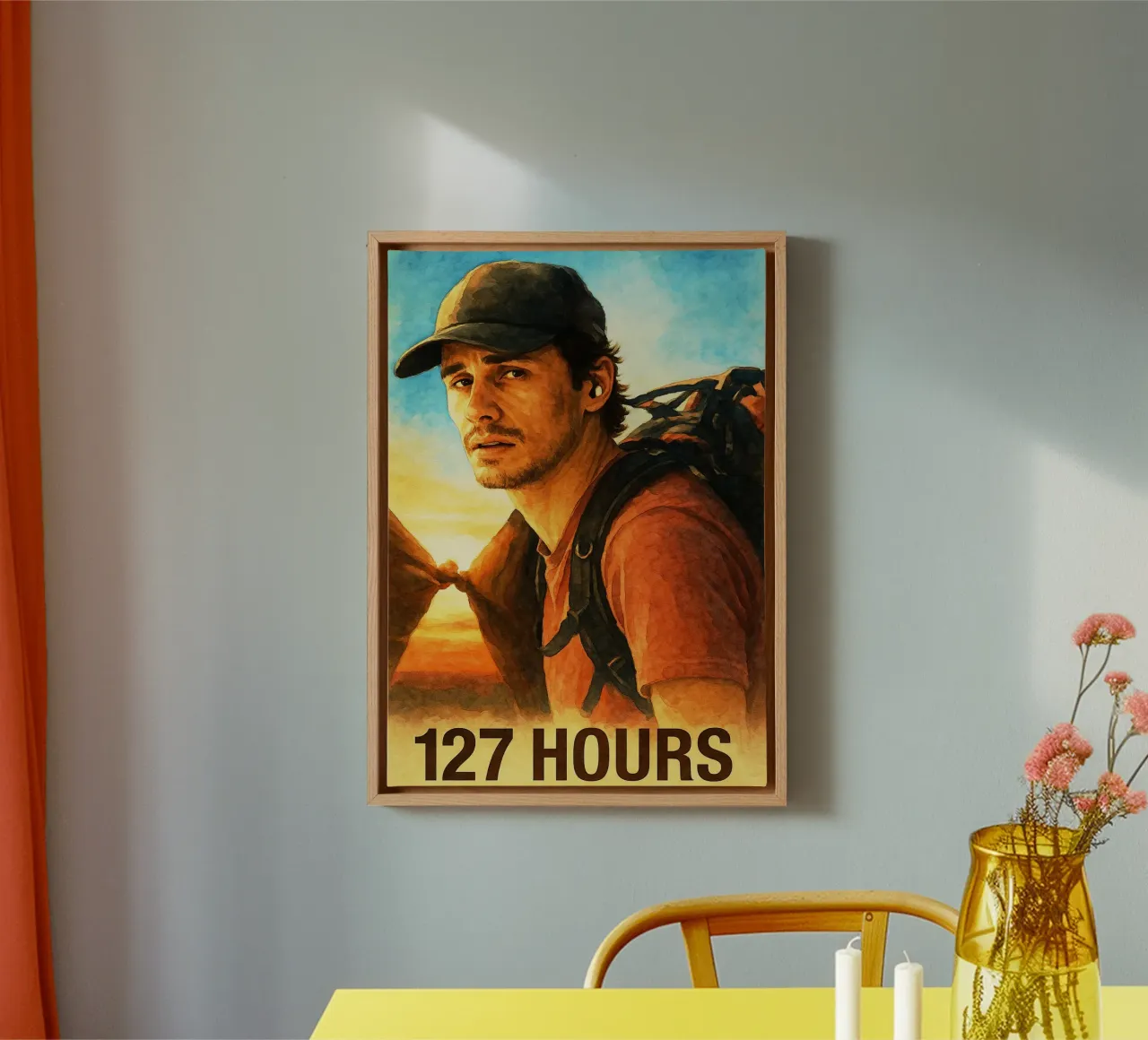 127 hours repainting imaginations watercolor art redrawing canvas with Floater frame by SIQAYA