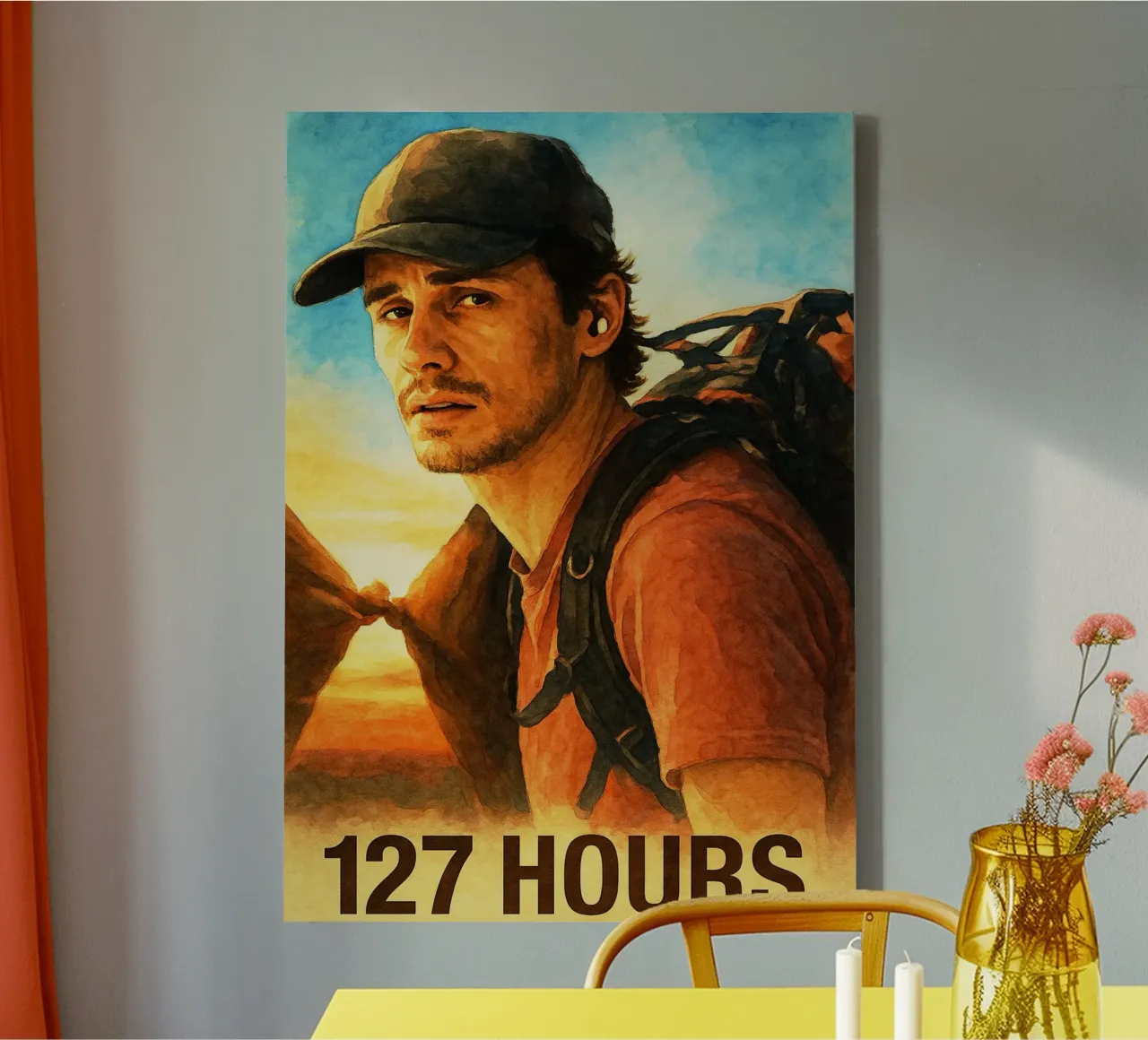 127 hours repainting imaginations watercolor art redrawing canvas with Floater frame by SIQAYA