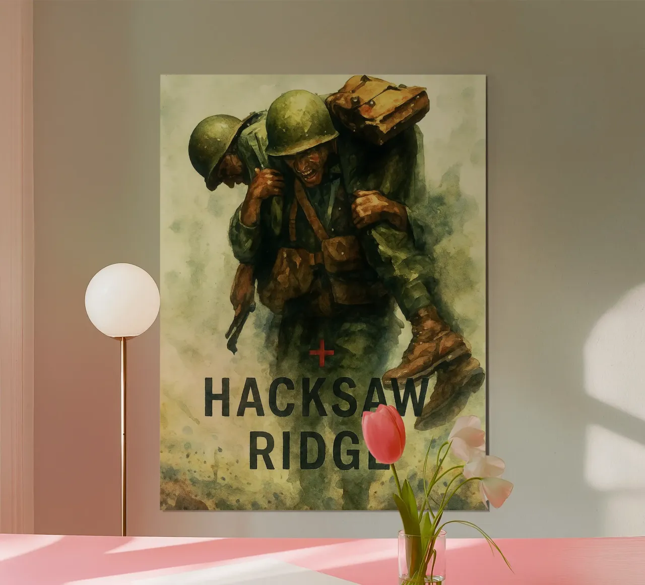hacksaw ridge ridipingere l'immaginazione ridisegnare l'arte dell'acquerello poster con telaio in alluminio da SIQAYA