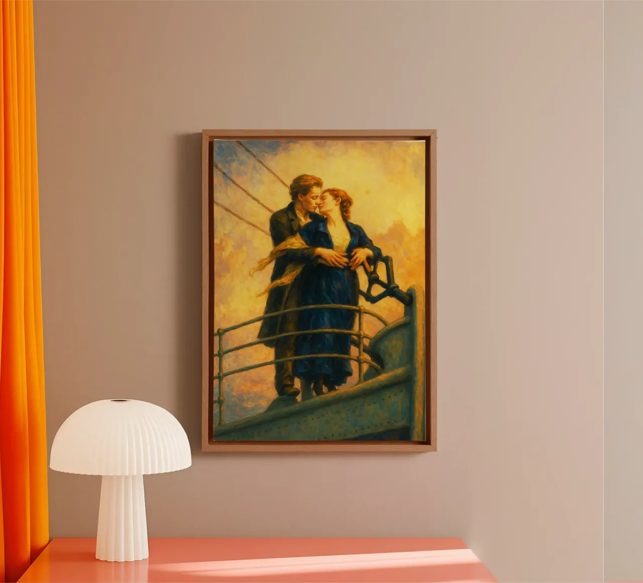 jack e rose titanic pittura immaginazione acquerello arte tela con Cornice a cassetta da SIQAYA