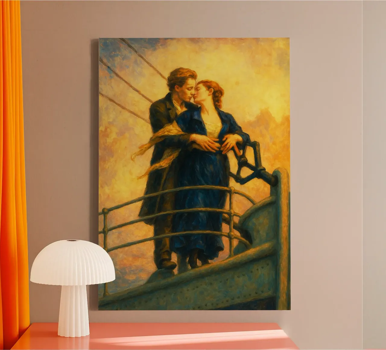 jack e rose titanic pittura immaginazione acquerello arte tela con Cornice a cassetta da SIQAYA
