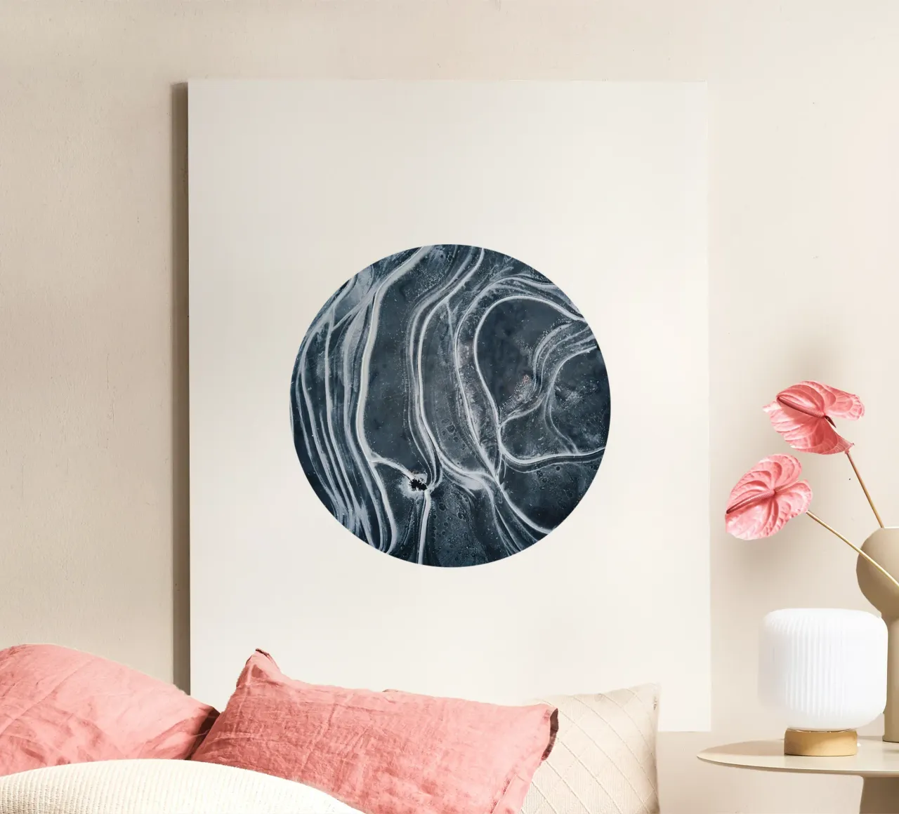 Entiteit Abstract, zwart-wit Scandinavisch textuurlijnen canvas met Baklijst van 83oranges