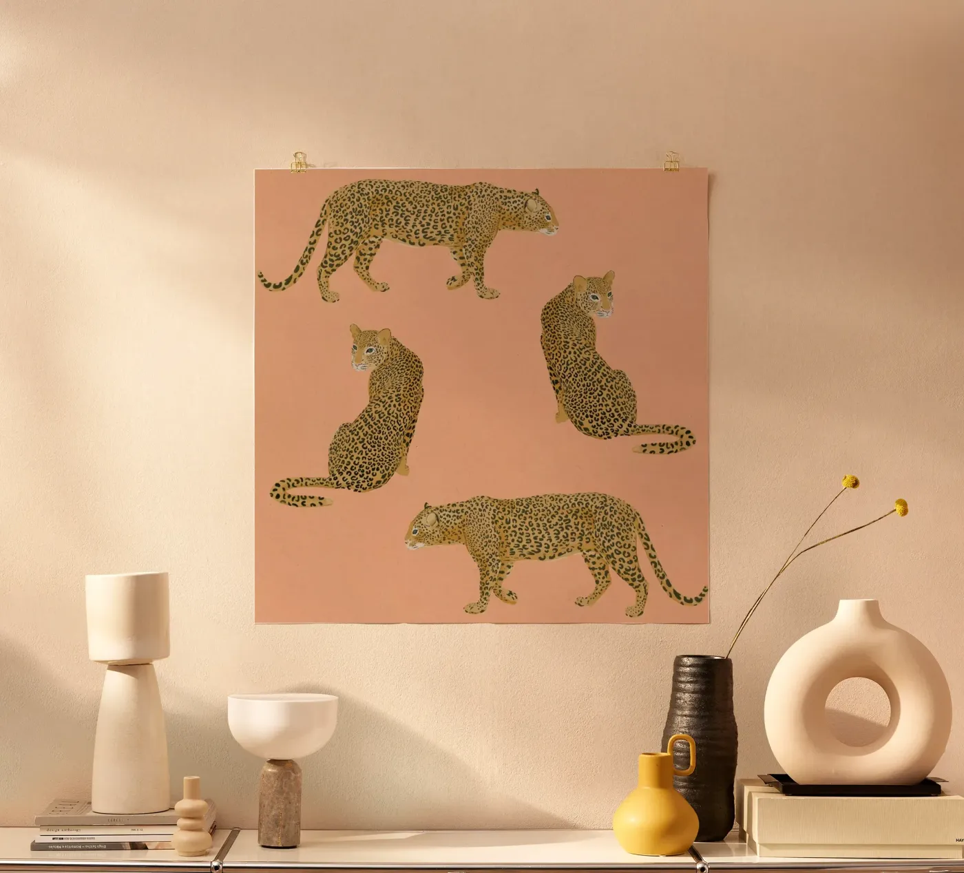 Sunset Leopards poster by Laura Graves