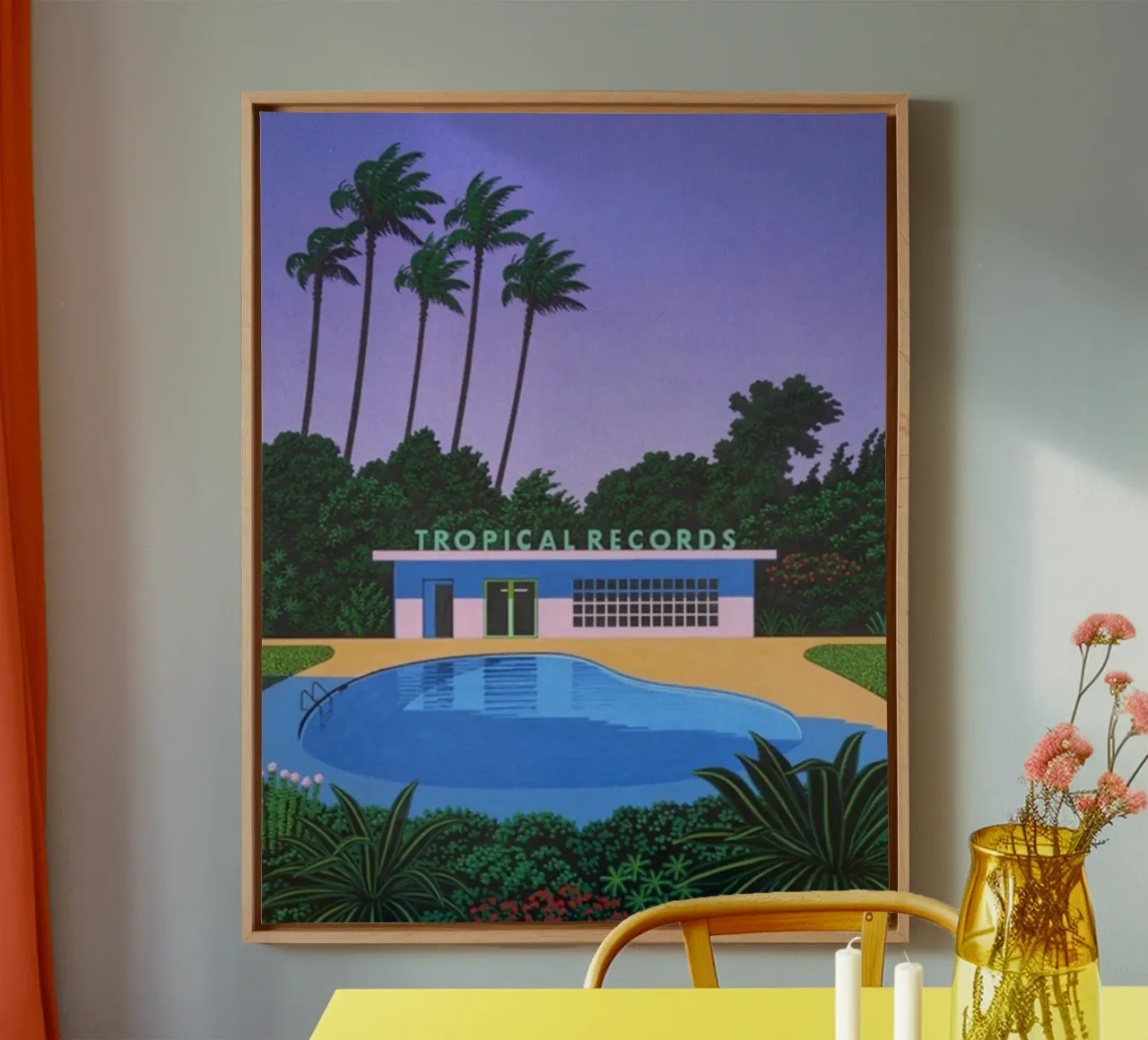 Record tropicale Hiroshi Nagai tela con Cornice a cassetta da Perdana shop