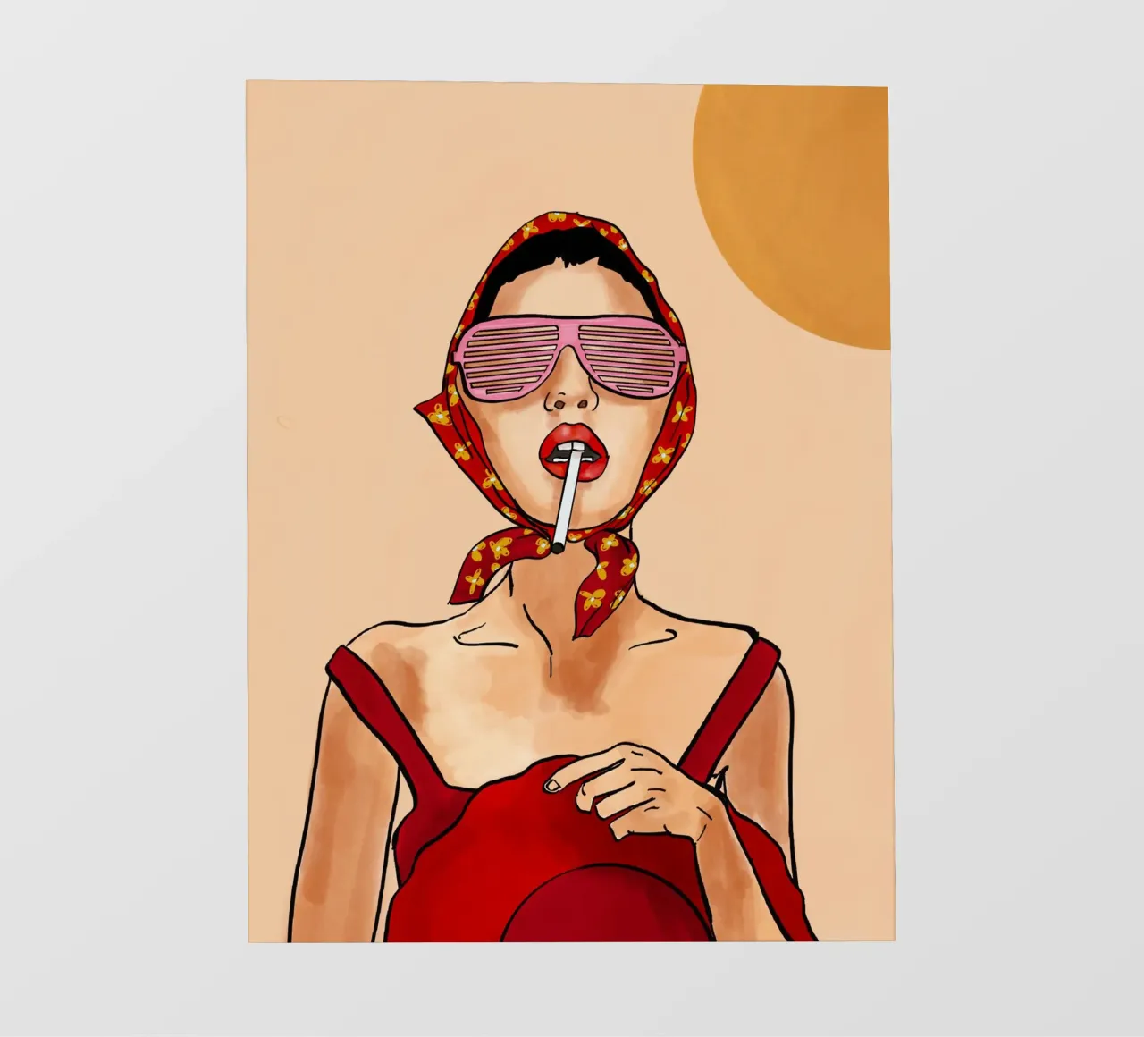 Ragazza estiva retrò in rosso telo in pvc da EDMPROJECT