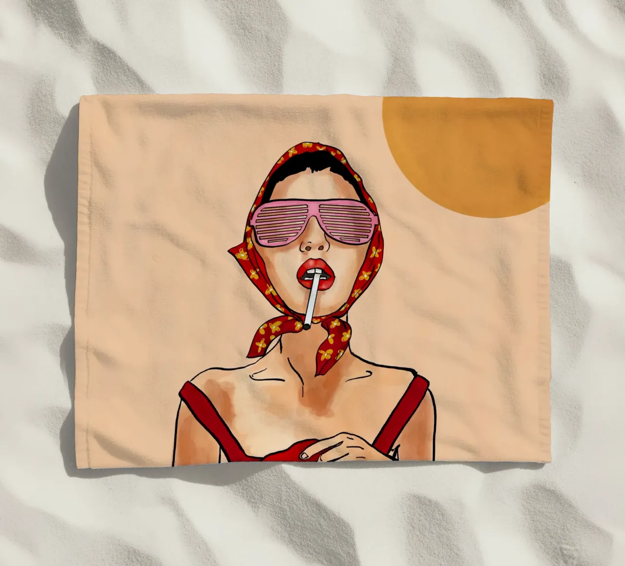 Ragazza estiva retrò in rosso telo mare da EDMPROJECT