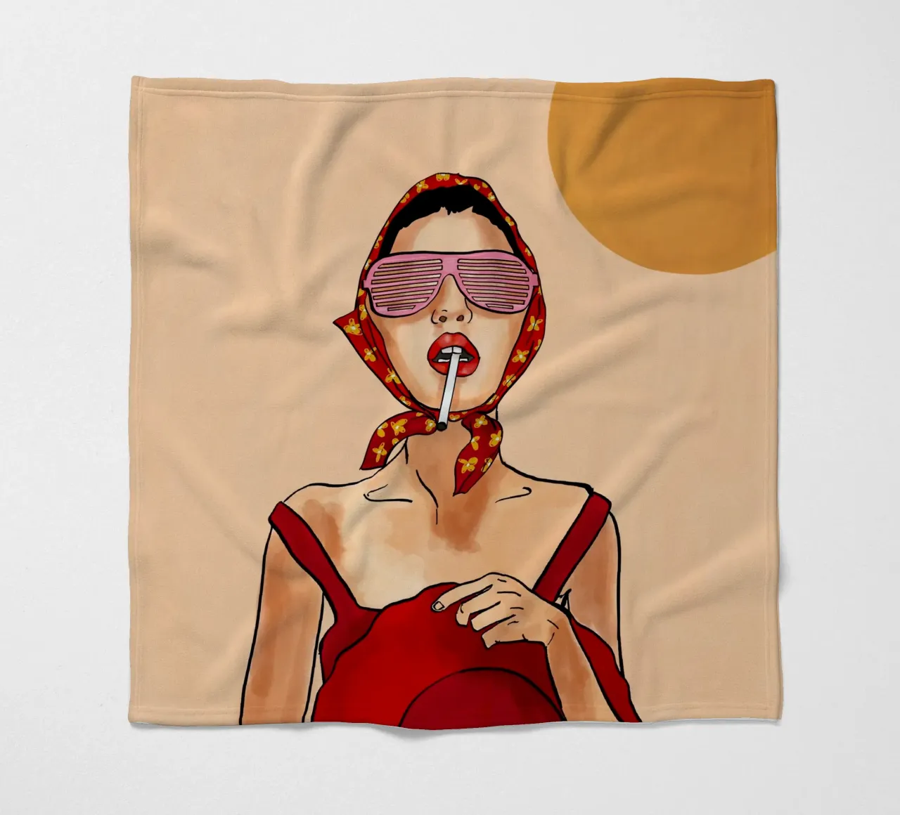 Ragazza estiva retrò in rosso coperta in pile da EDMPROJECT