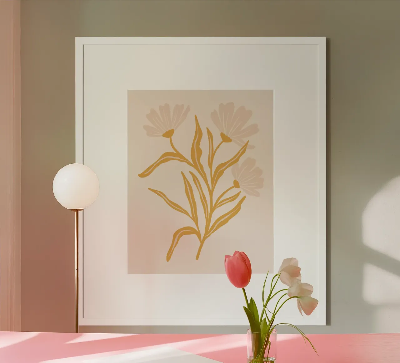 Fiori di campo moderni nei toni della terra poster con telaio in plastica da Wackapacka
