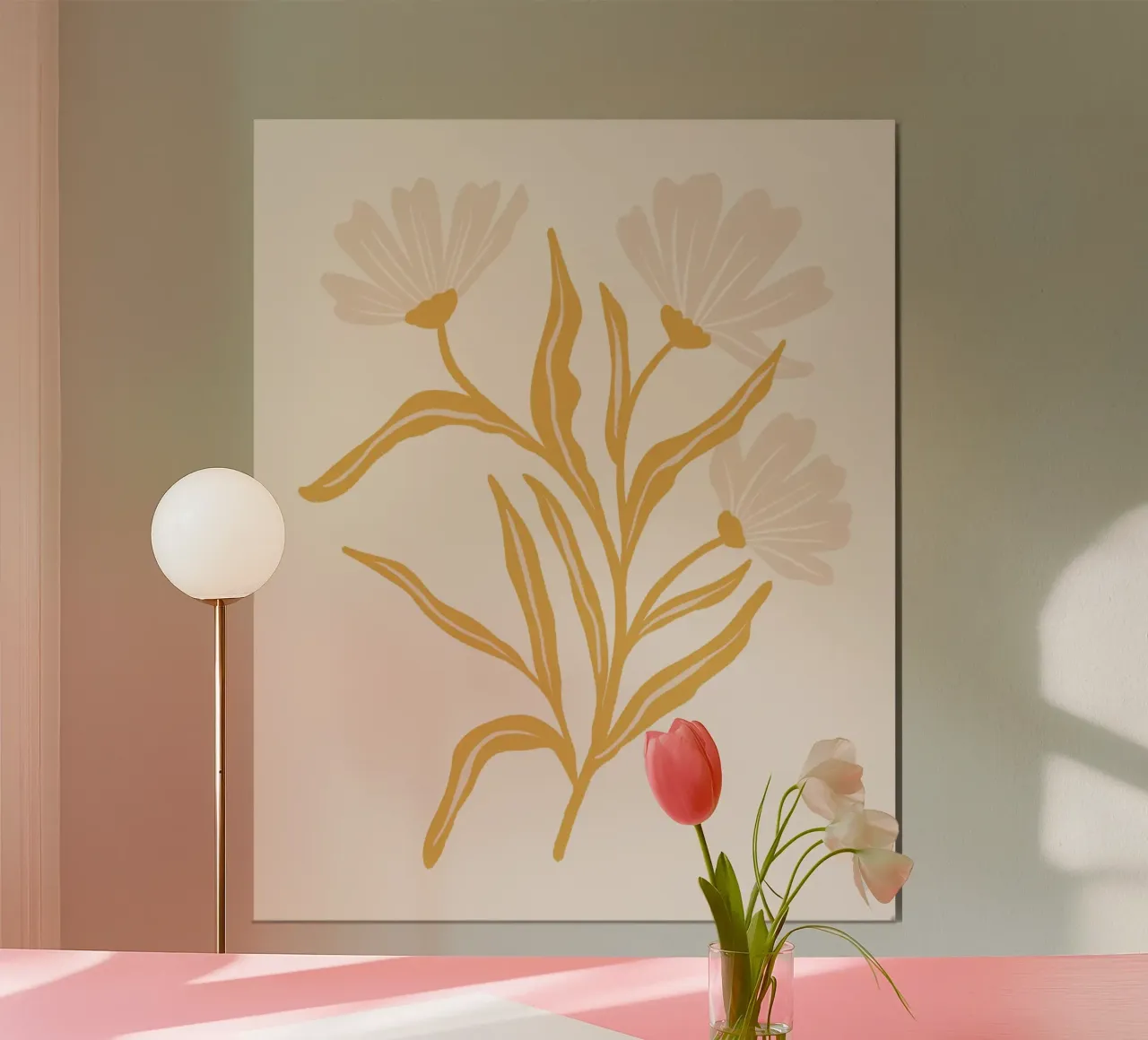 Fiori di campo moderni nei toni della terra poster con telaio in plastica da Wackapacka